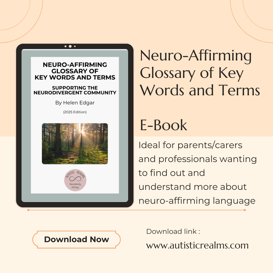 Book cover of Neuro-Affirming Glossary of Key Words and Terms Supporting the Neurodivergent Community, by Helen Edgar, 2025 edition.